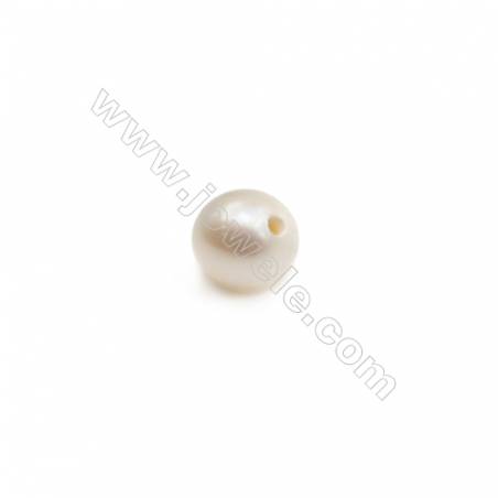 Perles d'eau douce blanche semi-percées  ronde  4~4.5mm de diamètre  trou 0.8mm  10perles/paquet