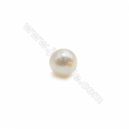 Perles d'eau douce blanche semi-percées ronde  4.5~5mm de diamètre  trou 0.8mm  6perles/paquet
