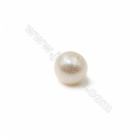 Perles d'eau douce blanche semi-percées ronde  5~5.5mm de diamètre  trou 0.8mm  2perles/paquet