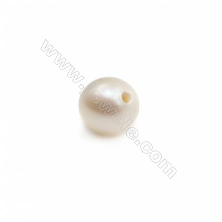 Белый пресноводный жемчуг шарик полу-перфорированная бусинка размер примерно 6-6.5мм отв.0.8мм 2шт./пакет