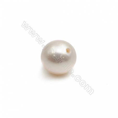 Белый пресноводный жемчуг шарик полу-перфорированная бусинка размер примерно 8-8.5мм отв.0.8мм 1шт./пакет