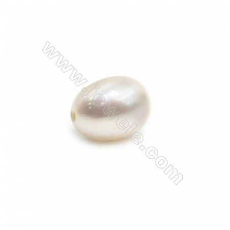 Perles d'eau douce blanche semi-percées  ovale  7x7.5mm de diamètre  trou 0.8mm  20perles/paquet