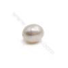 Nartürliche weiße ovale halbe gebohrte Perlen  ca. 10mm  Durchmesser des Loch 0.8mm  2 Stck / Packung