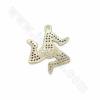 Brass Gold Plated Micro Pave Cubic Zirconia Pendants Charms Figure Size 25x21mm Hole 1.5mm 4pcs/Pack