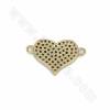 Brass Gold Plated Micro Pave Cubic Zirconia Heart Shape Charms Connector Size 13x20mm Hole 1.2mm 4pcs/Pack