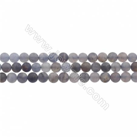 Matte Natural Iolite Gemstone Bead Strand, Round, Diameter 6mm, Hole 0.8mm, 15~16"/strand