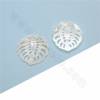 Hollow Leaf Carved White Mother-Of-Pearl Shell Charms, Diameter 31x33mm, 2pcs/Pack