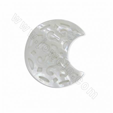 Accessori per gioielli in madreperla bianca a mezzaluna cava, 23x26 mm, x 2 pezzi/confezione
