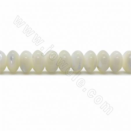 Rangée de perles abacus en nacre blanche, Taille 5x8 mm, Trou 1 ,0 mm, 83 perles / rang 15 ~ 16"