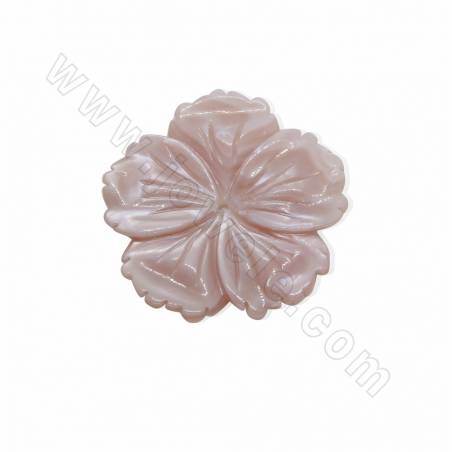 Acessório de madrepérola em forma de concha rosa cinco-folhas. Tamanho 28x28mm Orifício 0.8mm x2pçs/pacote