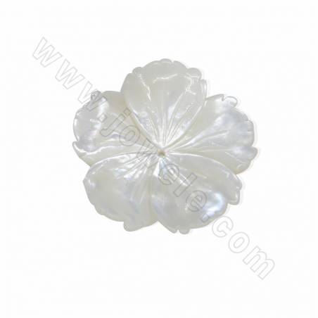 Размер 28х28мм шарм из перламутра белый цветок  фурнитура для бижутерии отв.0.8мм  2шт./пакет