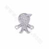 Brass Micro Pave Cubic Zirconia  Charms Connector Little Boy Size 13x11mm Hole 0.8mm 10pcs/Pack