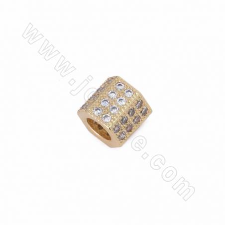 Perline di zirconio cubico micropave in ottone, dimensioni 8x8 mm, foro 4,5 mm, 10 pezzi/confezione, placcate (oro, oro rosa, or