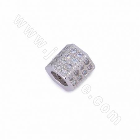 Perles de zirconium cubique micro-pavées en laiton, taille 8x8mm, trou 4.5mm, 10pcs/pack, (or, or rose, or blanc) plaqué