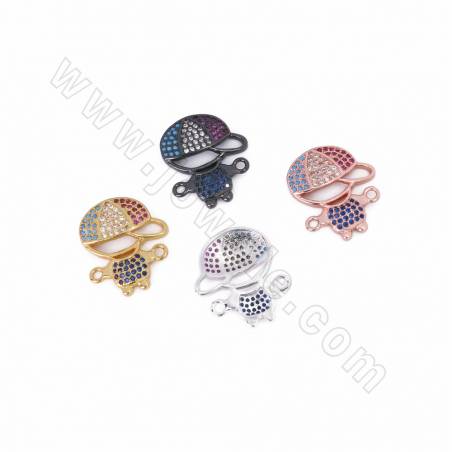 Brass Micro Pave Cubic Zirconia Little Boy Charms Connector Size 20x17mm Hole 1.6mm 4pcs/Pack