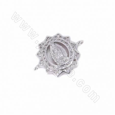 Brass Micro Pave Cubic Zirconia Charms Connector  Size 22x17mm Hole 0.8mm 8pcs/Pack