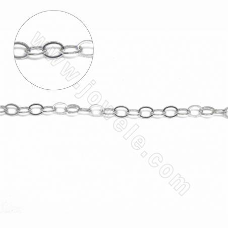 Sterling silver flat cable chain cross chain for jewelry making-H8S8 size 3.5x4.7mm thick 0.6mm x 1metre