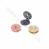 Brass Micro Pave Cubic Zirconia Round Slide Charms Openable Size 14mm Hole 10x2mm 10pcs/Pack