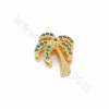 Brass Micro Pave Cubic Zirconia Coconut Palm Slide Charms  Openable Size 17x14mm Hole 9x2mm 10pcs/Pack