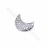 Brass Micro Pave Cubic Zirconia Moon Slide Charms Openable Size 15x10mm Hole 9x2mm 8pcs/Pack