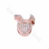 Brass Micro Pave Cubic Zirconia Drinking Cup Slide Charms Size 14x14mm Hole 9x2mm 8pcs/Pack