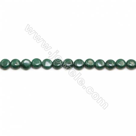 Natural Malachite Gemstone Beads Strand  Flat Round  Diameter 8mm  Hole 0.8mm  about 50 beads/strand 15~16"