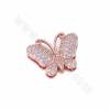 Brass Micro Pave Cubic Zirconia Butterfly Slide Charms Openable Size 21x26mm Hole 10x2mm  4pcs/Pack