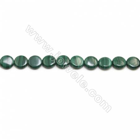 Natural Malachite Gemstone Beads Strand  Flat Round  Diameter 12mm  Hole 0.8mm  about 32 beads/strand 15~16"