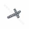 Breloques en laiton avec micro-perles en zirconium cubique, croix, taille 15x10mm, trou 10x2mm, 10 pièces par paquet