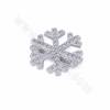 Brass Micro Pave Cubic Zirconia Snowflake Slide Charms Size 16x16mm Hole 10x2mm 8pcs/Pack