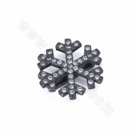 Breloques en laiton avec micro-perles en zirconium cubique, flocon de neige, taille 16x16mm, trou 10x2mm, 8pcs/pack