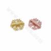Brass Micro Pave Cubic Zirconia Snowflake Slide Charms Size 16x16mm Hole 10x2mm 8pcs/Pack