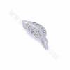 Brass Micro Pave Cubic Zirconia Leaf Slide Charms Size 14x6mm Hole 10x2mm 10pcs/Pack