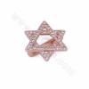 Brass Micro Pave Cubic Zirconia Star of David Slide Charms Size 16x14mm Hole 10x2mm 8pcs/Pack