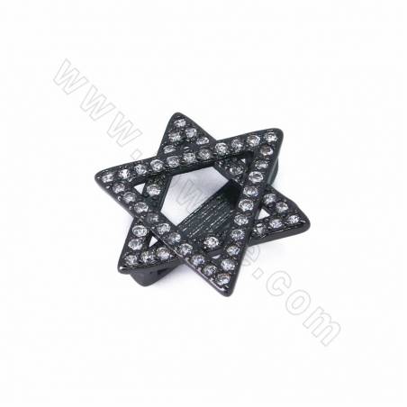 Breloques coulissantes en laiton micro-pavé en zirconium cubique, étoile de David, taille 16x14mm, trou 10x2mm, 8pcs/pack