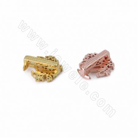Brass Micro Pave Cubic Zirconia Lucky Tree Slide Charms Size 14x13mm Hole 10x2mm 10pcs/Pack