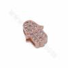 Brass Micro Pave Cubic Zirconia Hamsa Hand Slide Charms Size 14x10mm Hole 10x2mm 10pcs/Pack