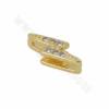Brass Micro Pave Cubic Zirconia Lightning Bolt Slide Charms Size 13x4mm Hole 10x2mm 20pcs/Pack
