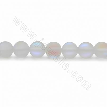 Synthetische Mondsteinperlen, Matte Aurora Kristallperlen Strang, rund, Größe 8 mm, Loch 1 mm, 15 ~ 16 "/ Strang
