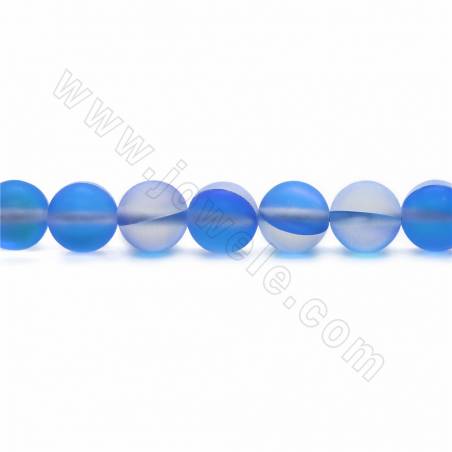 Synthetische Mondsteinperlen, Matte Aurora Kristallperlen Strang, rund, Größe 8 mm, Loch 1 mm, 15 ~ 16 "/ Strang