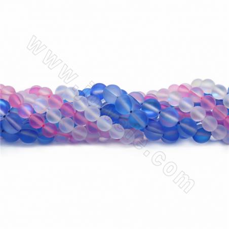 Perline di cristallo sintetico colorato, filo di perline di cristallo Aurora opaco, rotondo, dimensione 6 mm, foro 1 mm, 15~16"/