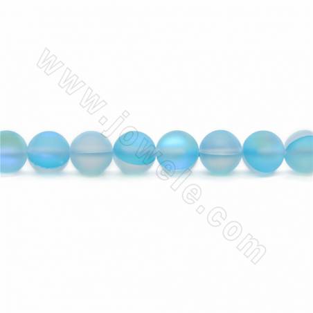 Perles de cristal synthétiques colorées, perles de cristal Aurora mat, perles rondes, taille 6mm, trou 1mm, 15~16"/cordeau
