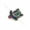 Brass Micro Pave Cubic Zirconia Sea Turtle Slide Charms Openable Size 21x19mm Hole 10x2mm 2pcs/Pack