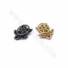 Brass Micro Pave Cubic Zirconia Sea Turtle Slide Charms Openable Size 21x19mm Hole 10x2mm 2pcs/Pack