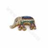 Brass Micro Pave Cubic Zirconia Elephants Slide Charms Openable Size 14x25mm Hole 9.5x1.5mm 2pcs/Pack
