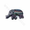 Messing Micro Pave Zirkonia Slide Charms, Elefanten, zu öffnen, Größe 14x25mm, Loch 9,5x1,5mm, 2 Stück / Packung