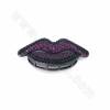 Brass Micro Pave Cubic Zirconia Lips Slide Charms Size 36x18mm Hole 10x2mm 2pcs/Pack