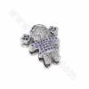 Brass Micro Pave Cubic Zirconia Slide Charms Little Girl Openable Size 19x16mm Hole 10x2mm 4pcs/Pack
