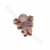 Brass Micro Pave Cubic Zirconia Slide Charms Little Girl Openable Size 19x16mm Hole 10x2mm 4pcs/Pack