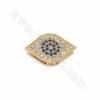 Brass Micro Pave Cubic Zirconia Eyes Slide Charms Openable Size 19x14mm Hole 10x2mm 6pcs/Pack